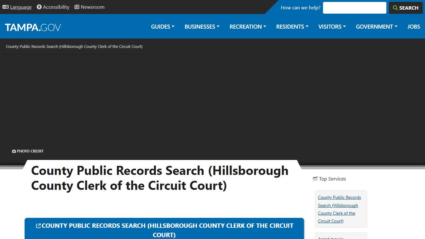 County Public Records Search (Hillsborough County Clerk of the Circuit Court) City of Tampa
